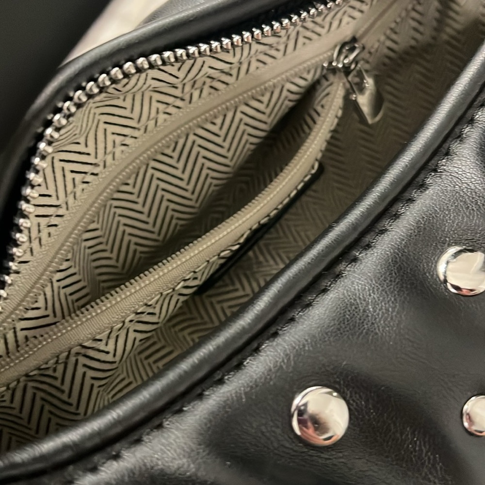 NWT URBAN EXPRESSIONS Tracy Studded Clutch Black Vegan Leather With Silver Studs - Picture 5 of 11